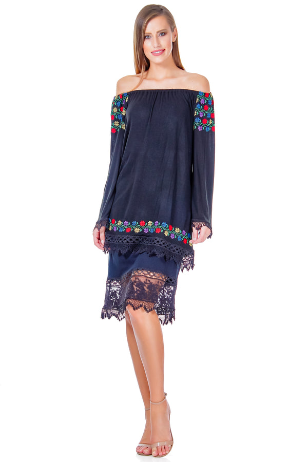 Rochie jerse cu broderie AV-161