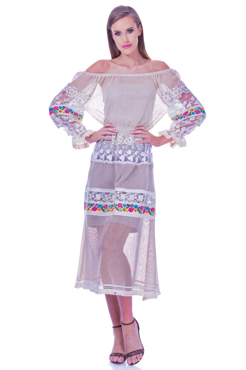 Rochie plasa bej I-67