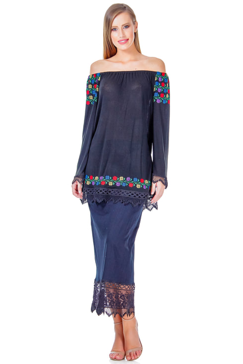 Rochie jerse cu broderie AV-161