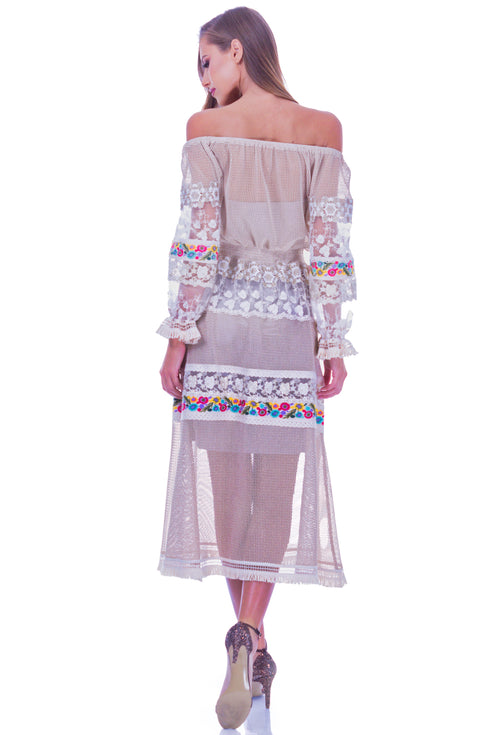 Rochie plasa bej I-67