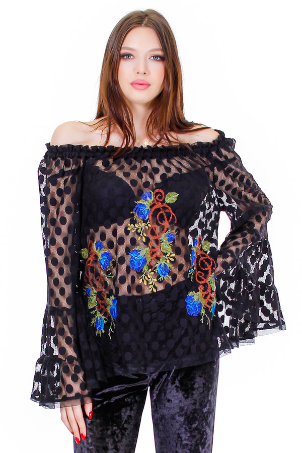Bluza tull cu broderie Liza Panait Liza Panait Online Boutique