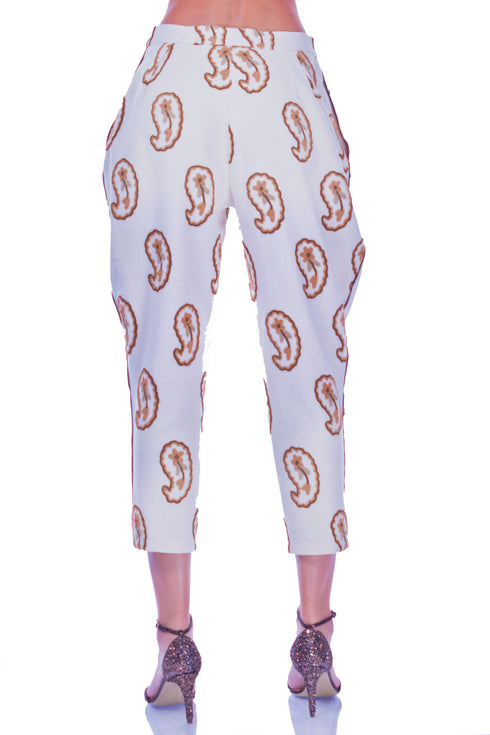 Pantalon bumbac cu broderie I-69