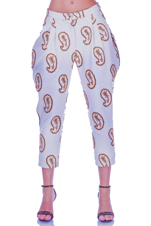 Pantalon bumbac cu broderie I-69