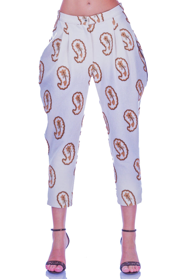 Pantalon bumbac cu broderie I-69