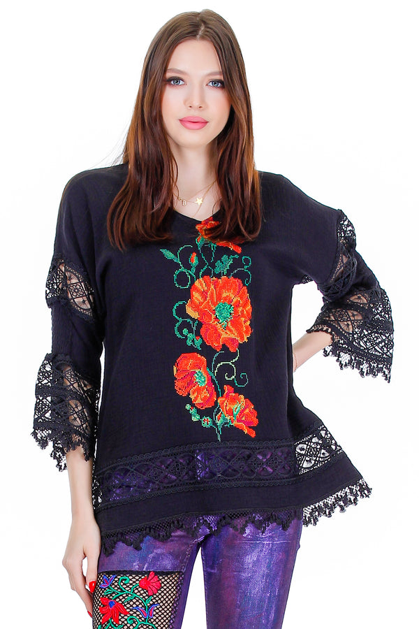Bluza bumbac cu broderie freeshipping - Liza Panait Online Boutique