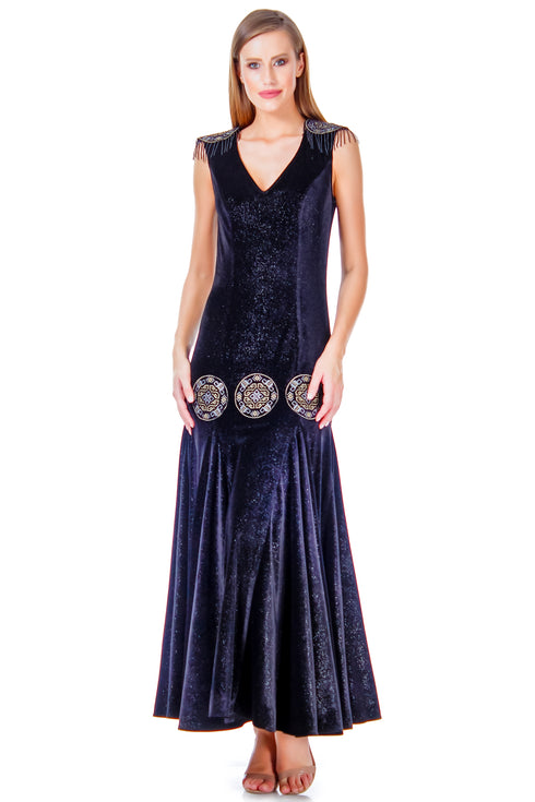 Rochie catifea cu broderie AV-166