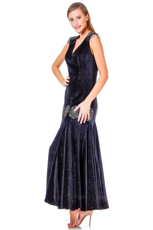 Rochie catifea cu broderie AV-166