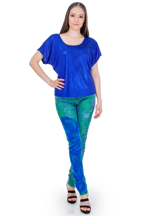 Pantaloni denim impasliti  Liza Panait Liza Panait Online Boutique