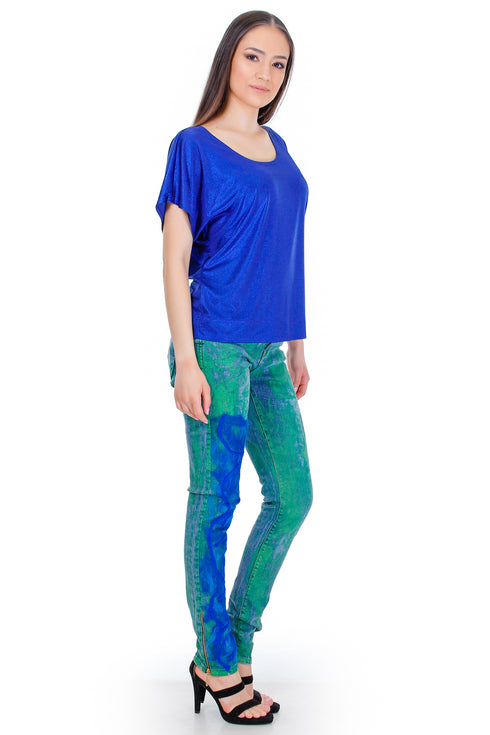 Pantaloni denim impasliti  Liza Panait Liza Panait Online Boutique