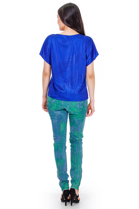 Pantaloni denim impasliti  Liza Panait Liza Panait Online Boutique