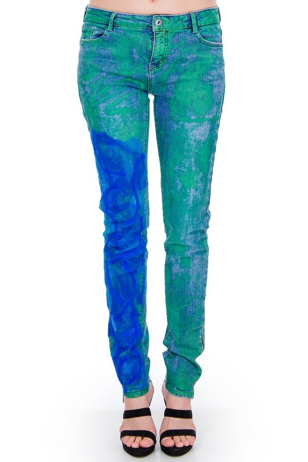 Pantaloni denim impasliti  Liza Panait Liza Panait Online Boutique