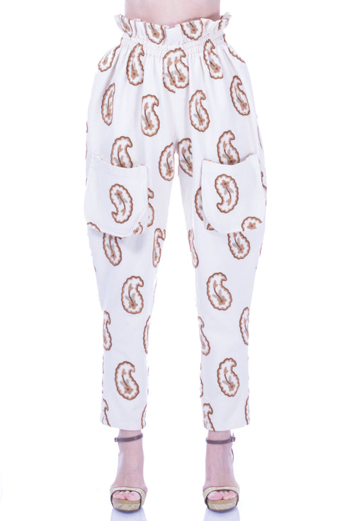 Pantalon bumbac bej I-72