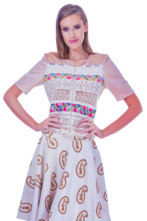 Bluza catifea bej I-73