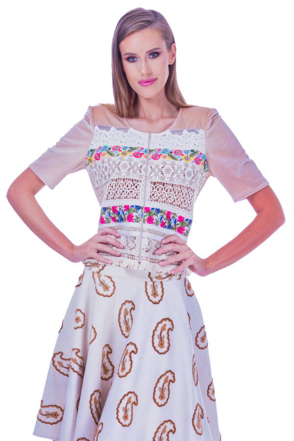 Bluza catifea bej I-73