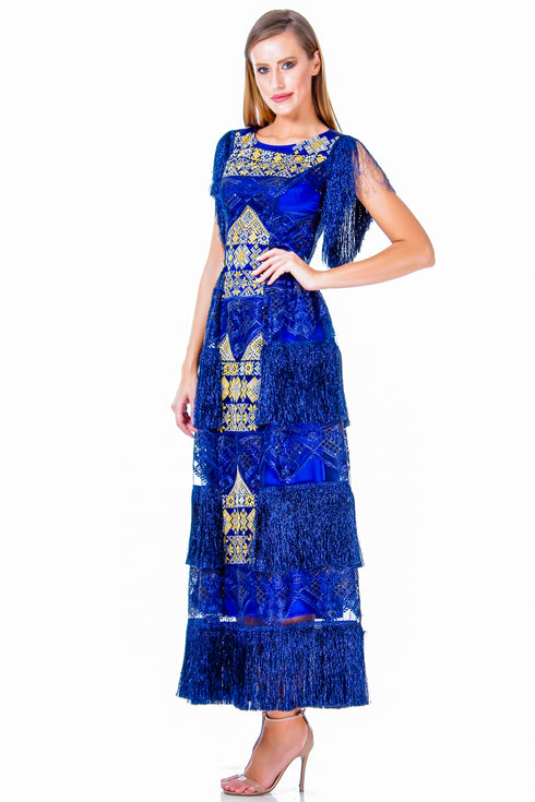 Rochie dantela si franjuri A-200