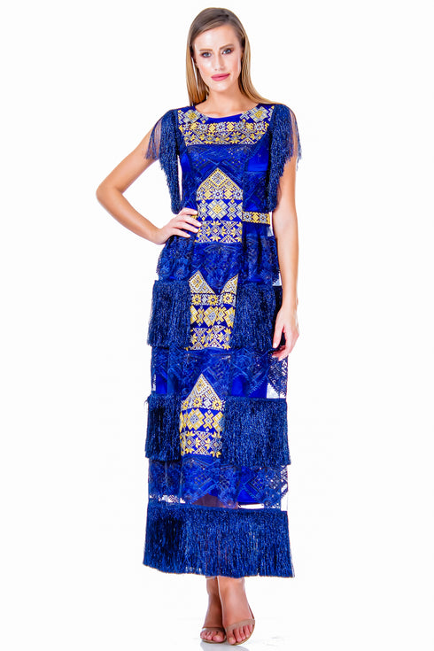 Rochie dantela si franjuri A-200