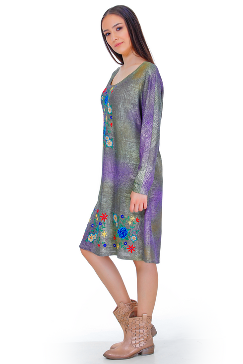 Rochie jerse cu broderie 3217
