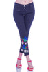 Pantalon denim cu broderie I-79