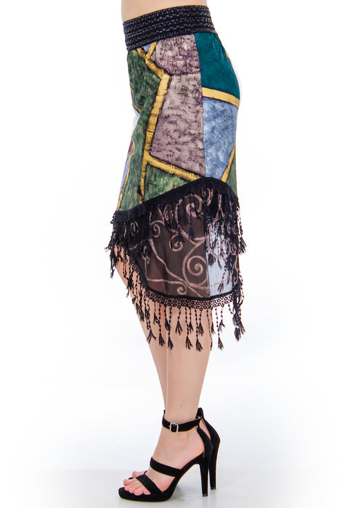 Fusta jerse cu pictura Liza Panait Liza Panait Online Boutique