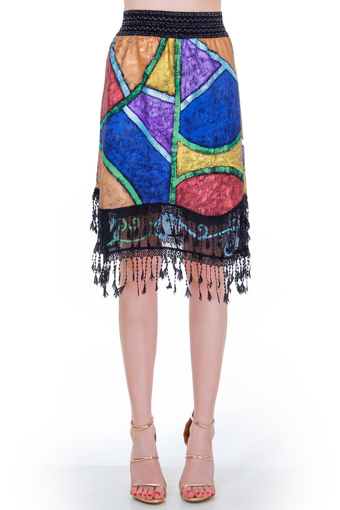 Fusta jerse pictat Liza Panait Online Boutique Liza Panait Online Boutique