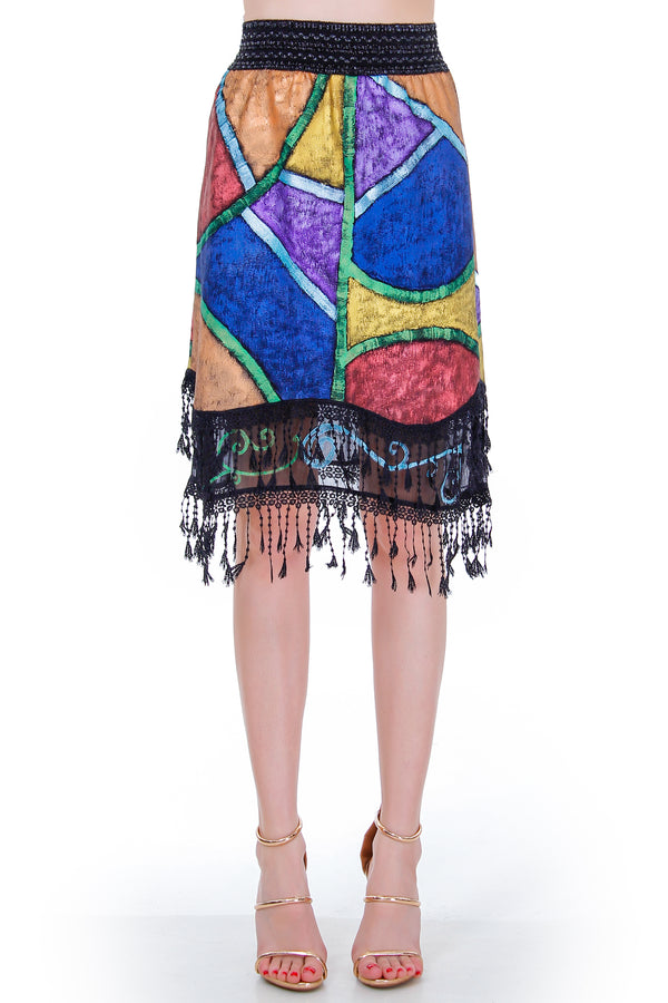 Fusta jerse pictat Liza Panait Online Boutique Liza Panait Online Boutique