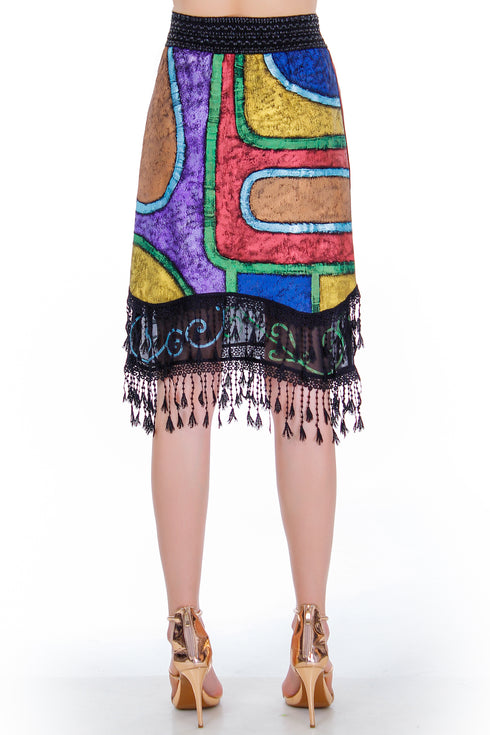 Fusta jerse pictat Liza Panait Online Boutique Liza Panait Online Boutique