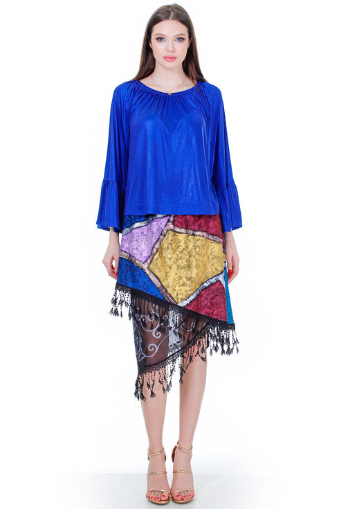 Fusta jerse albastru Liza Panait Liza Panait Online Boutique