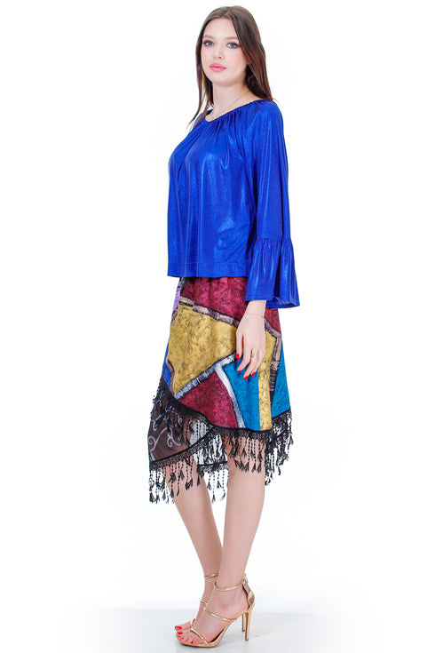 Fusta jerse albastru Liza Panait Liza Panait Online Boutique