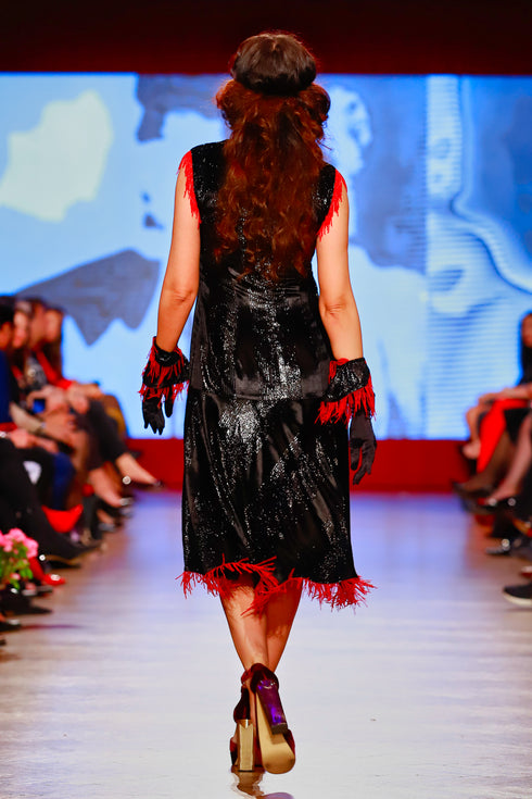 Rochie catifea cu margele RM-42