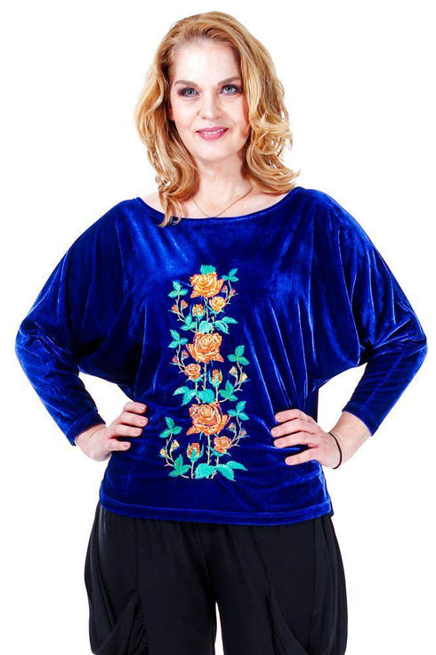 Bluza catifea albastra Liza Panait Liza Panait Online Boutique