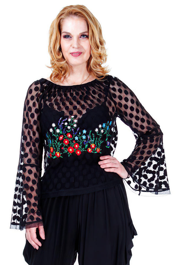 Bluza tul cu broderie freeshipping - Liza Panait Online Boutique