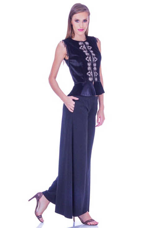 Bluza neagra cu broderie I-100