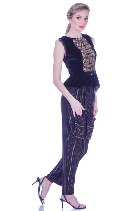 Bluza catifea cu broderie I-102