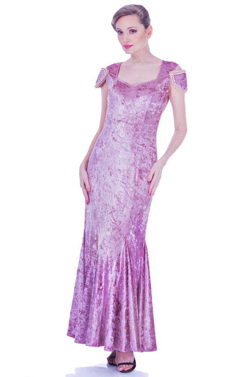 Rochie catifea cu margele I-105