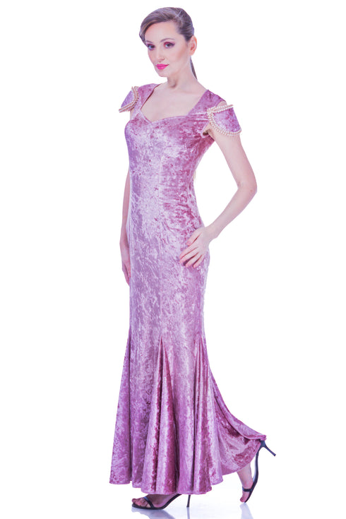 Rochie catifea cu margele I-105