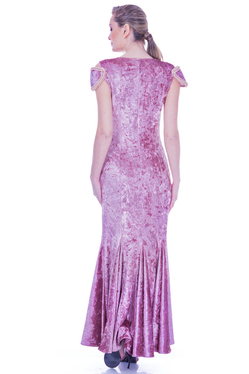 Rochie catifea cu margele I-105