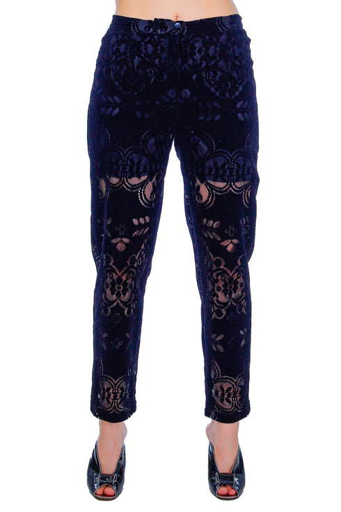 Pantaloni catifea cu broderie