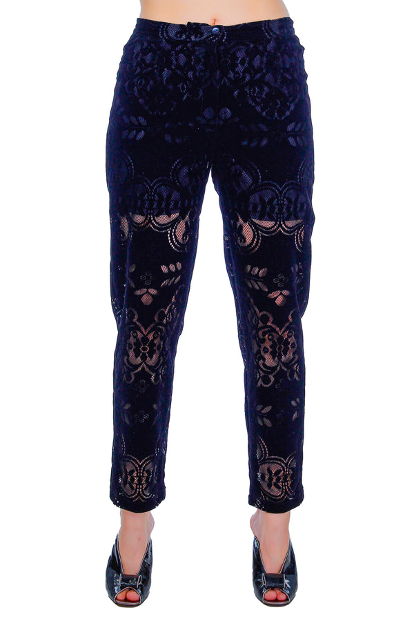 Pantaloni catifea cu broderie