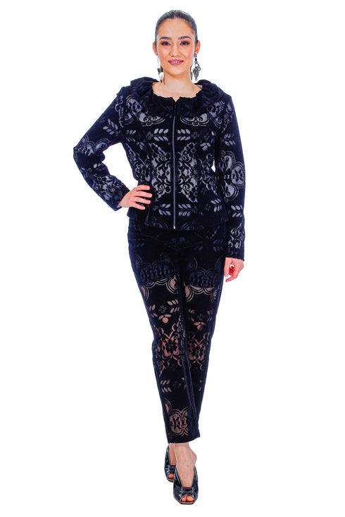 Sacou catifea brodata