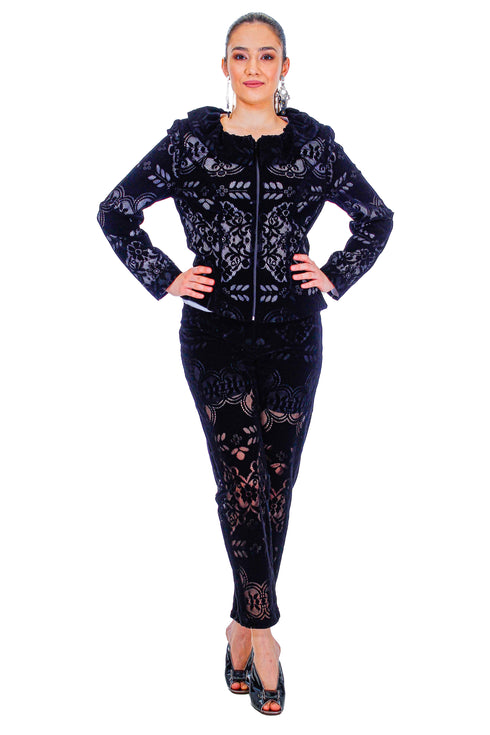 Sacou catifea brodata