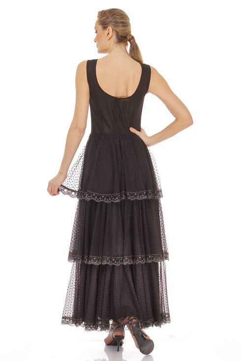 Rochie tul cu volane si dantela I-113