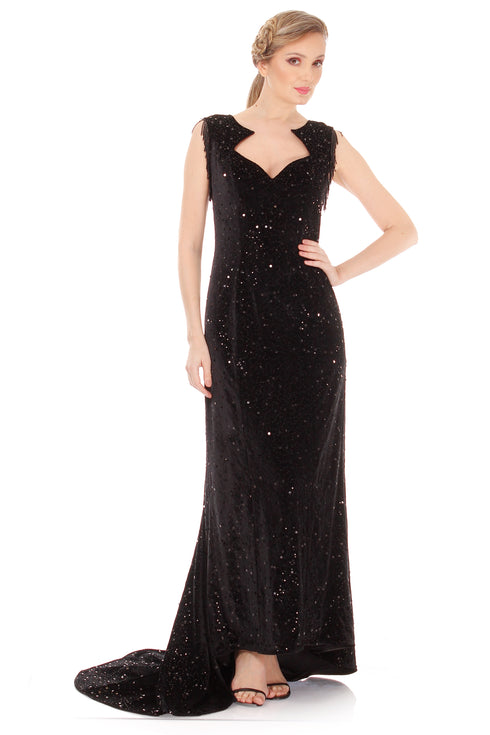 Rochie catifea cu paiete I-120