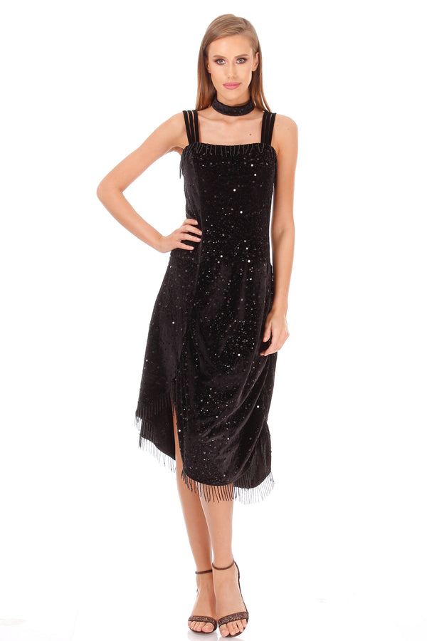 Rochie catifea cu paiete I-123