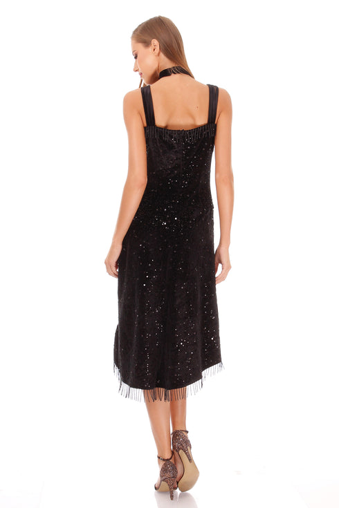 Rochie catifea cu paiete I-123