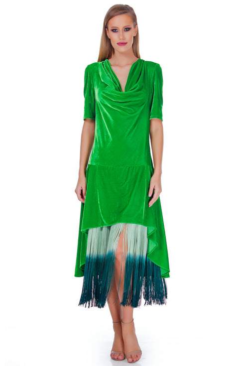 Rochie catifea cu franjuri RM-25