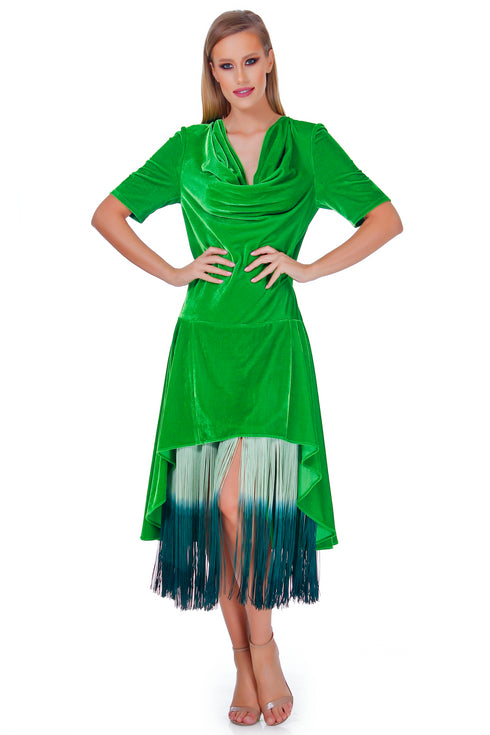 Rochie catifea cu franjuri RM-25