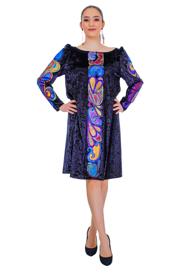 Rochie catifea pictata