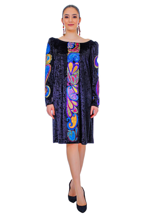 Rochie catifea pictata