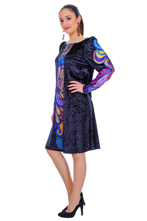 Rochie catifea pictata