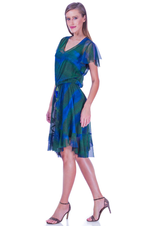 Rochie tul pictat cu broderie I-126